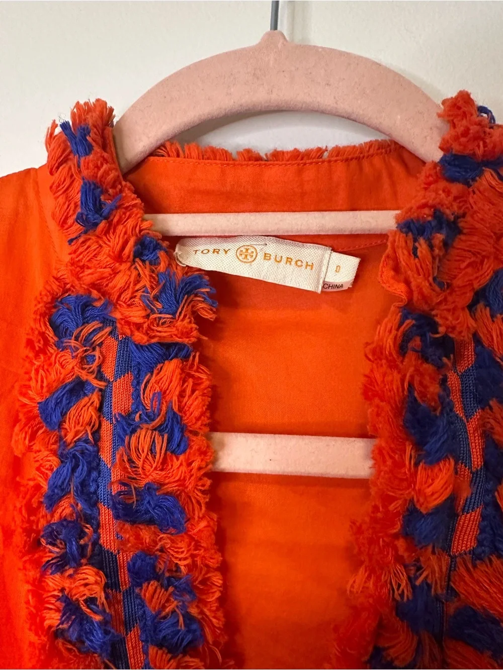 tory burch samba fringe tunic blouse size 0